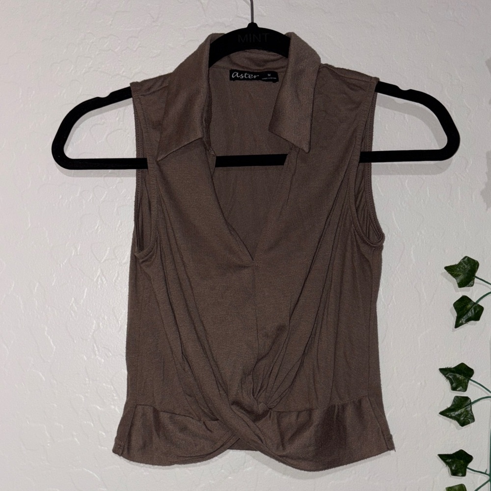 Aster brown Sleeveless Blouse